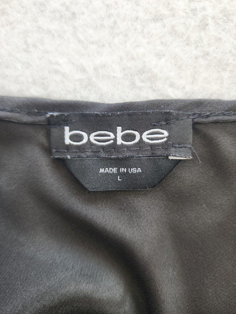 Bebe Black Satin Slip Dress Size L Cowl Neck Midi Adjustable Straps Made USA - Picture 5 of 9